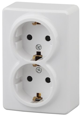 Розетка с заземлением накладная Эра Эксперт 2-м. белый фото Розетка с заземлением накладная Эра Эксперт 2-м. белый картинка